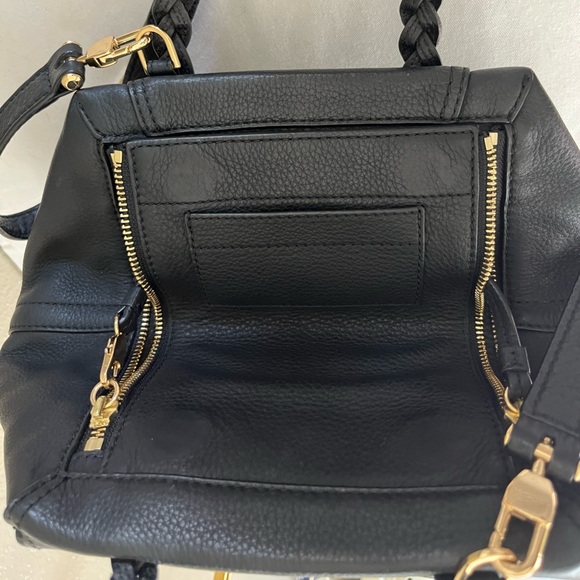 Tory Burch Half Moon Leather Satchel Black Gold Crossbody Convertible Bag - Picture 6 of 17